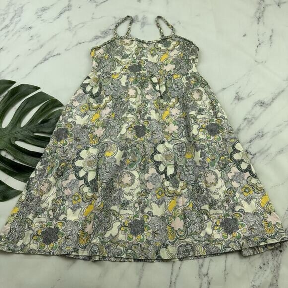 Liberty of London Target Girls Sundress Size XL Green Yellow Floral Pockets - Picture 1 of 12